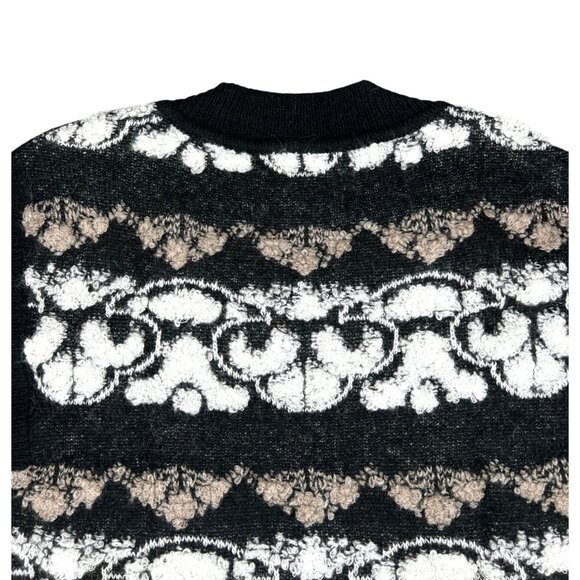 Belldini Black, White & Mocha Patterned Sleeveless Knit Sweater Vest Size Medium - Picture 6 of 16